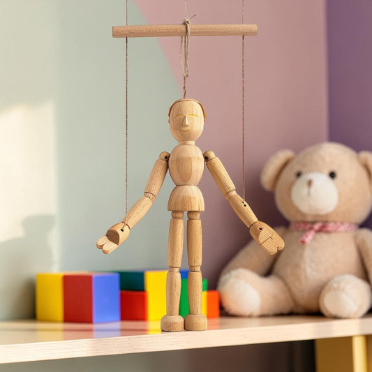 ZOVD Handcrafted Wooden Marionette String Puppet for Classic Theater Play