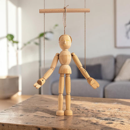 ZOVD Handcrafted Wooden Marionette String Puppet for Classic Theater Play